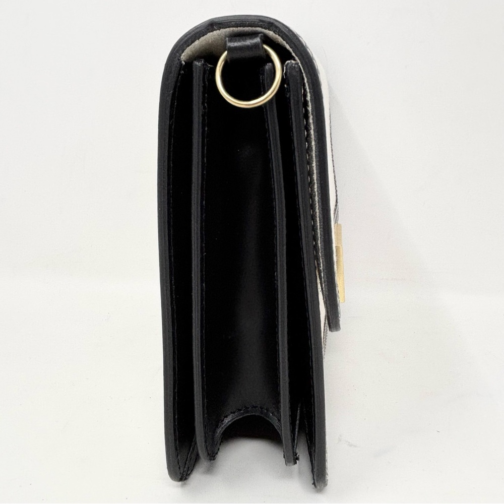 FRAME Le Signature Mini Bag Black Cream Canvas Leather Crossbody Brass Hardware - Picture 9 of 15